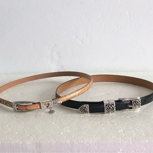 2 Brighton Belts Sz 28 Black / Silver & Brown / Silver